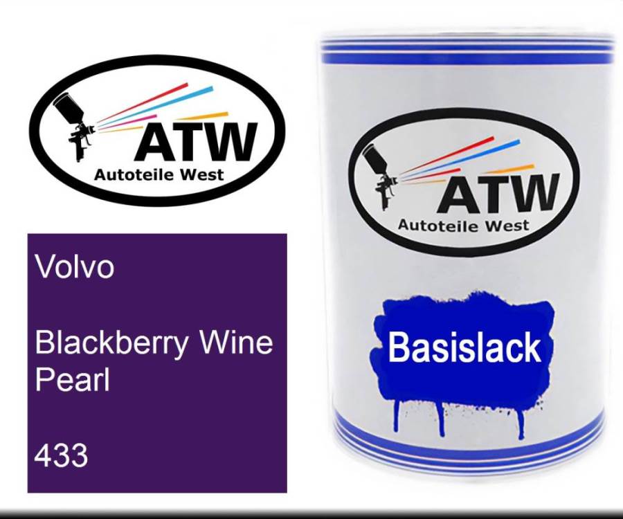 Volvo, Blackberry Wine Pearl, 433: 500ml Lackdose, von ATW Autoteile West.